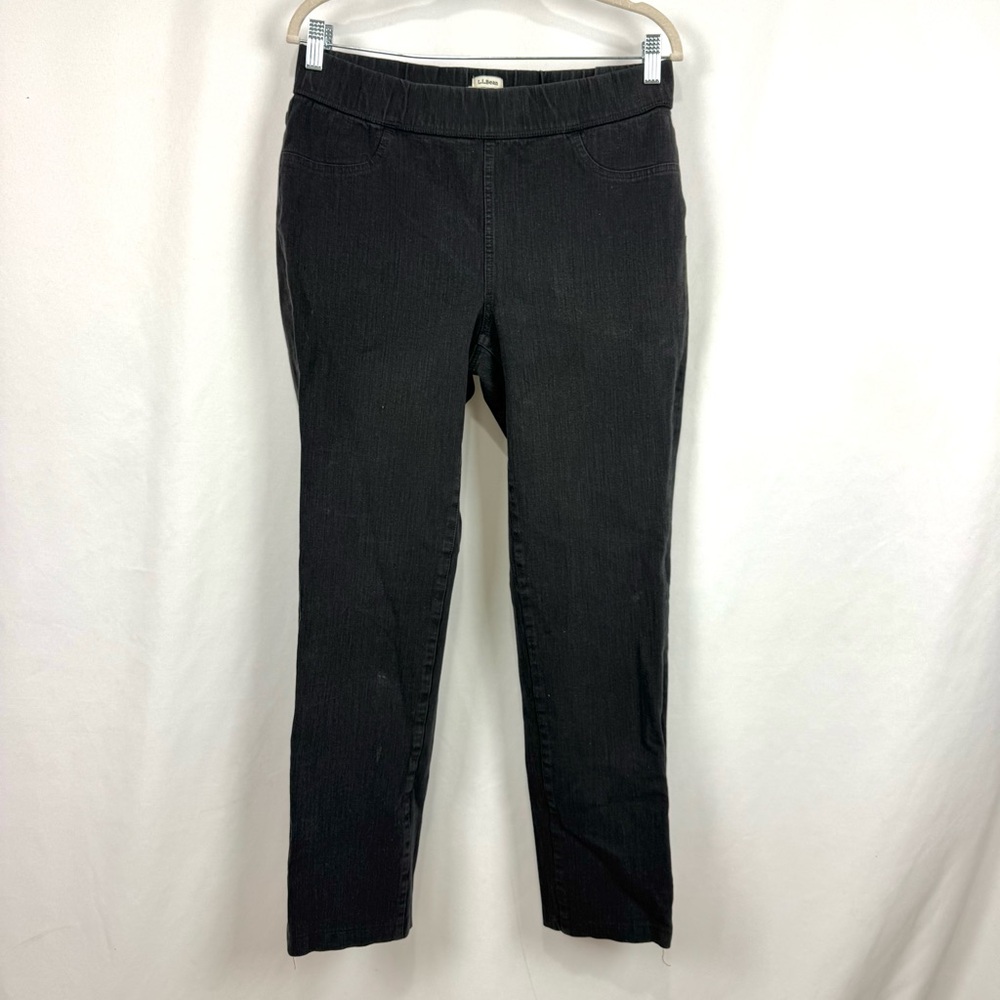 L.L. Bean Women’s Sz Reg 12 Classic Fit Jeggings Pull On Denim Jeans Black Wash